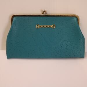 Vintage Teal & Gold Accent Clutch